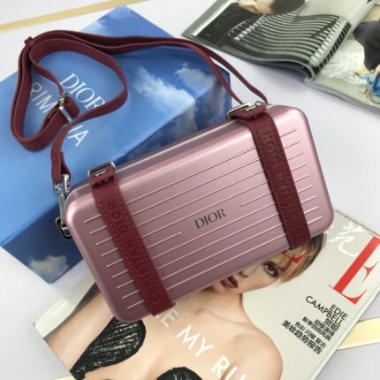 DIOR & RIMOWA Limited Edition Mini Trunk Bag   Pink with Fuchsia Strap