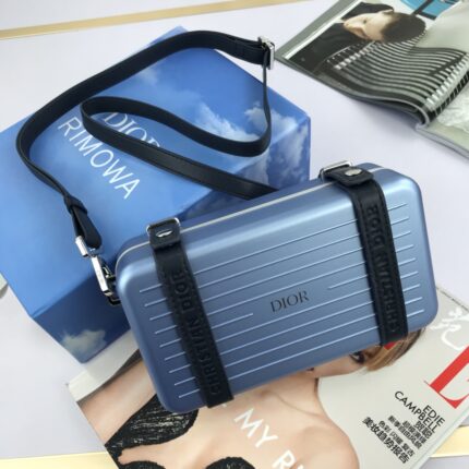 DIOR & RIMOWA Limited Edition Mini Trunk Bag   Blue with Black Strap