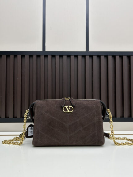 VALENTINO GARAVANI Matte GARAVANI PANTHEA Handbag Dark Brown