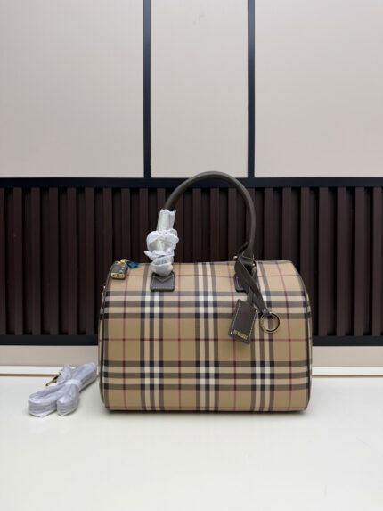 Burberry Latest Style  Birch Brown Check Bowling Bag
