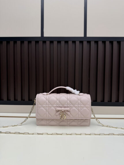 New Style with Box  Dior Latest Bow Chain Bag  Pink Color