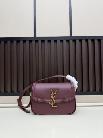 YSL Classic Top Handle Bag Crossbody Bag Commute Leather Texture Mini Red