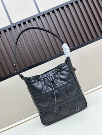 Large Dior Lambskin Shoulder Crossbody Bag  Black Color