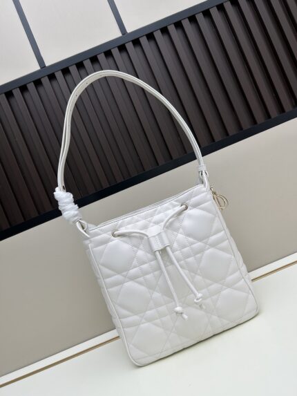 Large Dior Lambskin Shoulder Crossbody Bag White Color