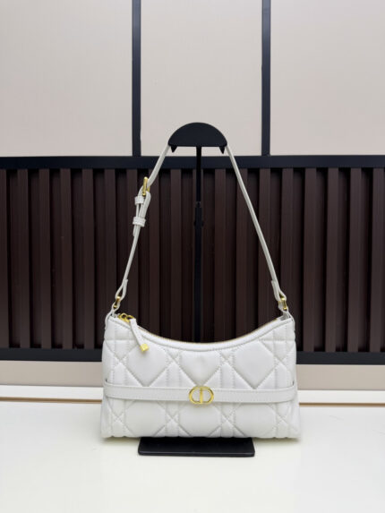 Dior New DIOR Miss Caro Mini Shoulder Dumpling Bag Monogram White