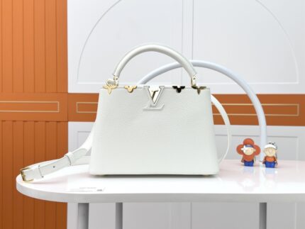 Louis Vuitton White Gold-Tone Hardware Capucines BB Bag