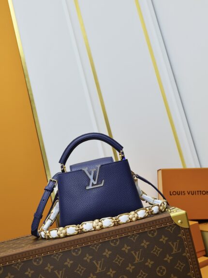 LV M23363 Royal Blue with Gold Tone Hardware  Capucines BB Handbag Small Size