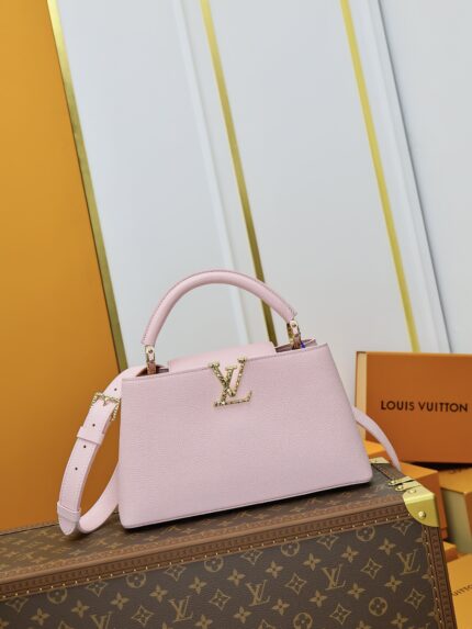 LV M24672 Pink Medium Size Capucines East West Handbag