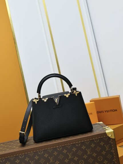 LV M55235 Black with Gold Tone Hardware Capucines BB Handbag