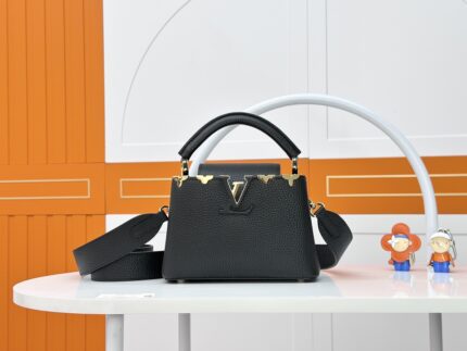 Louis Vuitton Black gold Tone Hardware Capucines BB Bag