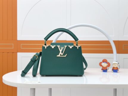 Louis Vuitton Green Gold-Tone Hardware Capucines BB Bag