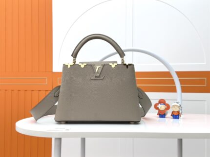 Louis Vuitton Gray with gold Tone Hardware Capucines BB Bag