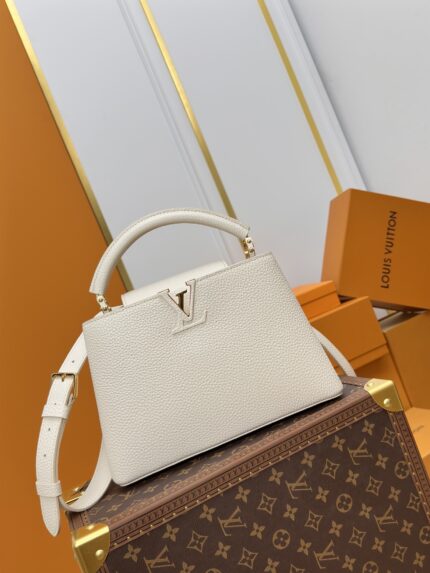 Louis Vuitton CAPUCINES Handbag White with gold