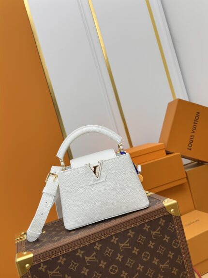 Louis Vuitton CAPUCINES Handbag White with gold Mini