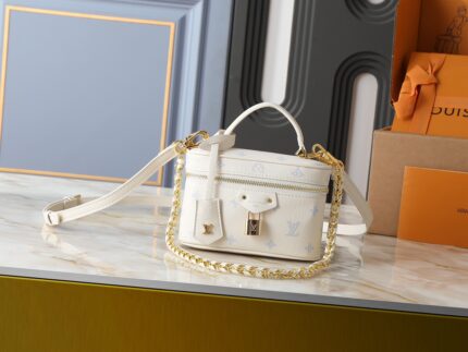 LV Vanity Chain Pouch Handbag in White