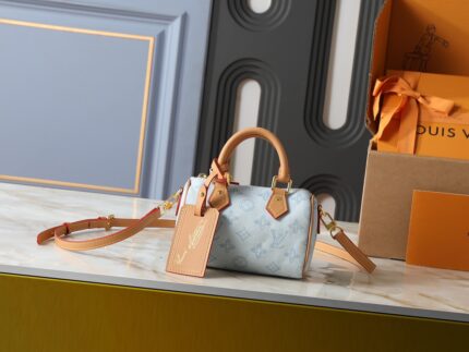 LOUIS VUITTON Nano Speedy Handbag in Light Blue