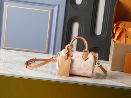 LOUIS VUITTON Nano Speedy Handbag  in Cream Beige