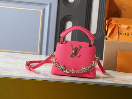 LOUIS VUITTON Capucines Small Size Handbag  Fuchsia