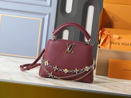 LOUIS VUITTON Capucines Medium Size Handbag  Burgundy