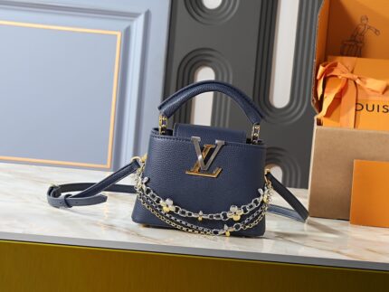 LOUIS VUITTON Capucines Small Size Handbag  Dark Blue