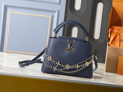 LOUIS VUITTON Capucines Medium Size Handbag  Dark Blue