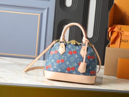 LOUIS VUITTON Denim Cherry Nano Alma Medium Size Handbag