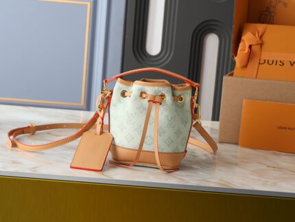 LV Nano Noé Handbag  130th Anniversary Monogram Collection Light Green