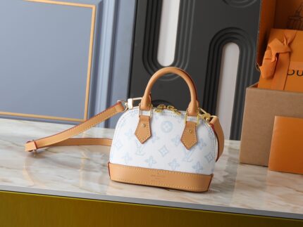 LV Nano Alma Handbag and Crossbody Bag  Light Blue Style