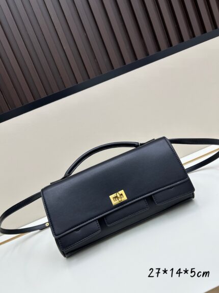 Balenciaga new black tote bag with gold buckle