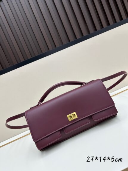Balenciaga new burgundy tote bag with gold buckle