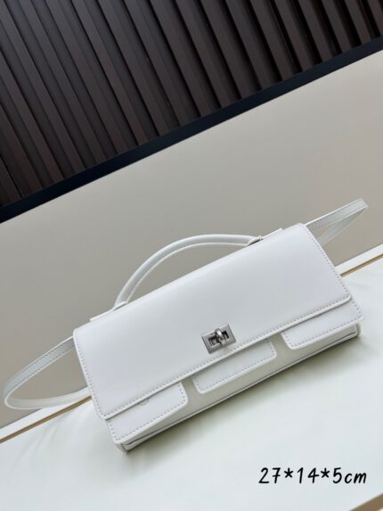 Balenciaga new white tote bag with silver buckle