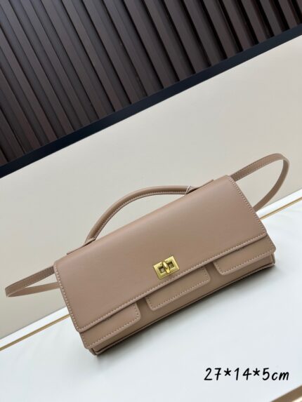 Balenciaga new khaki tote bag with gold buckle