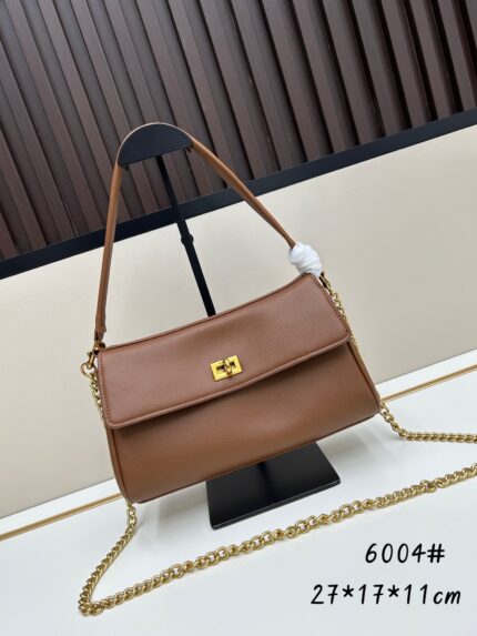 Balenciaga Rodeo Nano caramel brown with gold-tone chain strap