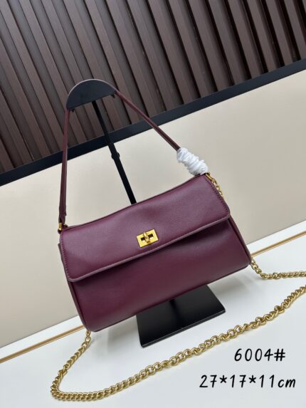 Balenciaga Rodeo Nano dark purple with gold-tone chain strap