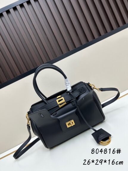 Balenciaga multi-pocket motorcycle Birkin bag Black with gold-tone buckle