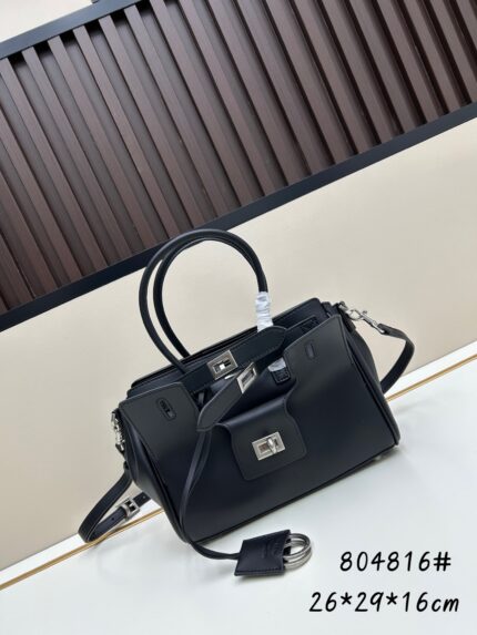 Balenciaga multi-pocket motorcycle Birkin bag Black with silver-tone buckle