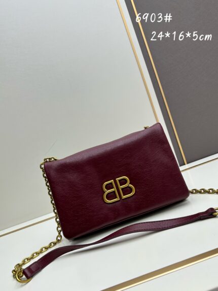 Balenciaga Monaco puffy bag burgundy