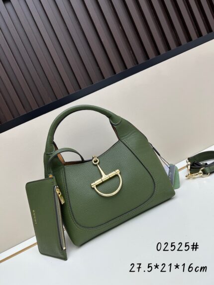 Gucci Softbit leather series top handle crossbody bag Green