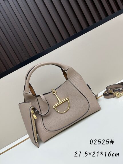 Gucci Softbit leather series top handle crossbody bag Milk tea color