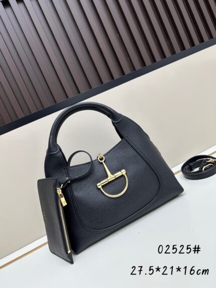 Gucci Softbit leather series top handle crossbody bag Black