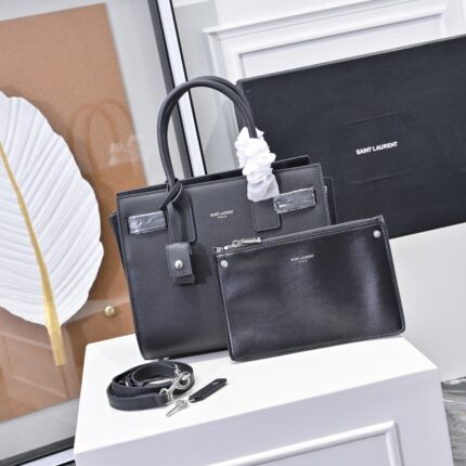 YSL Kate Black Plain weave Medium Bag   Clean and sophisticated