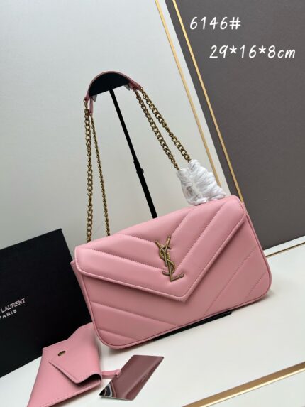 YSL LouLou Square Bag  Large Size Pink