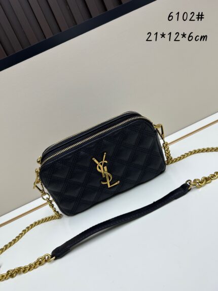 YSL BECKY black double-zip wristlet