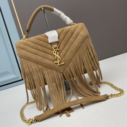 YSL Monogram College matte leather with tassel a timeless messenger bag Khaki