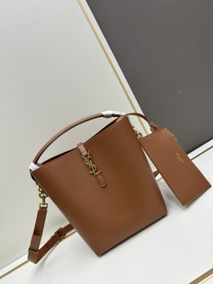 YSL LE37 Large Size Glossy Leather Bucket Bag