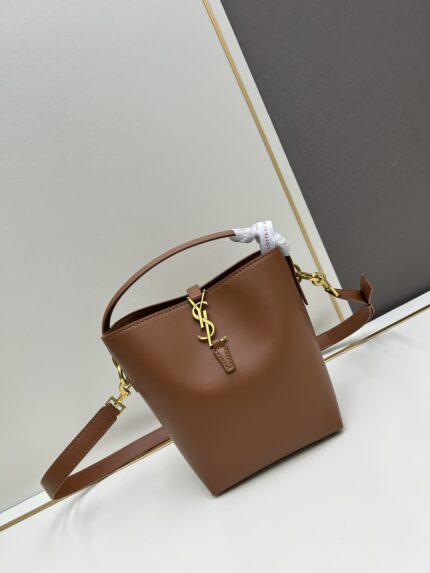 YSL LE37 Small Size Glossy Leather Bucket Bag