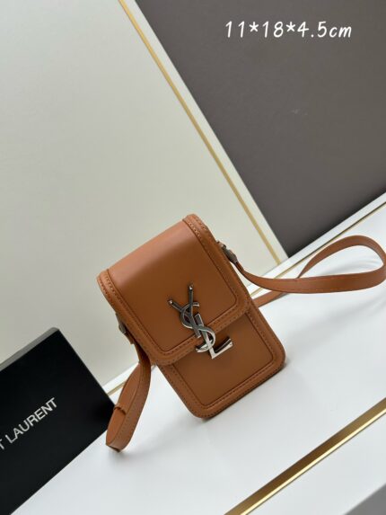 YSL  HOBO Series Women’s Calfskin Crossbody Bag Gold Brown