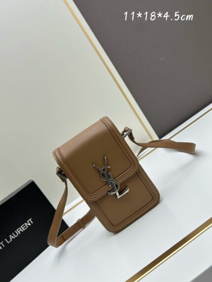YSL  HOBO Series Women’s Calfskin Crossbody Bag Brown