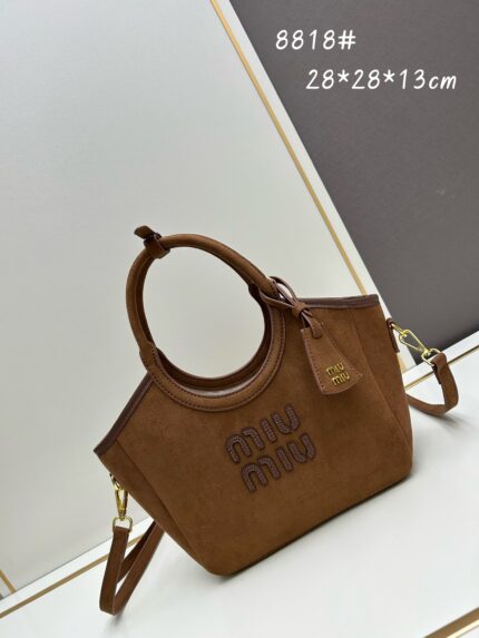 MIUMIU New Small Size Suede Tote Bag Brown