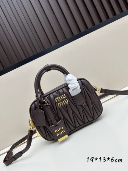 MiuMiu new arrival  too pretty bowling bag Dark brown